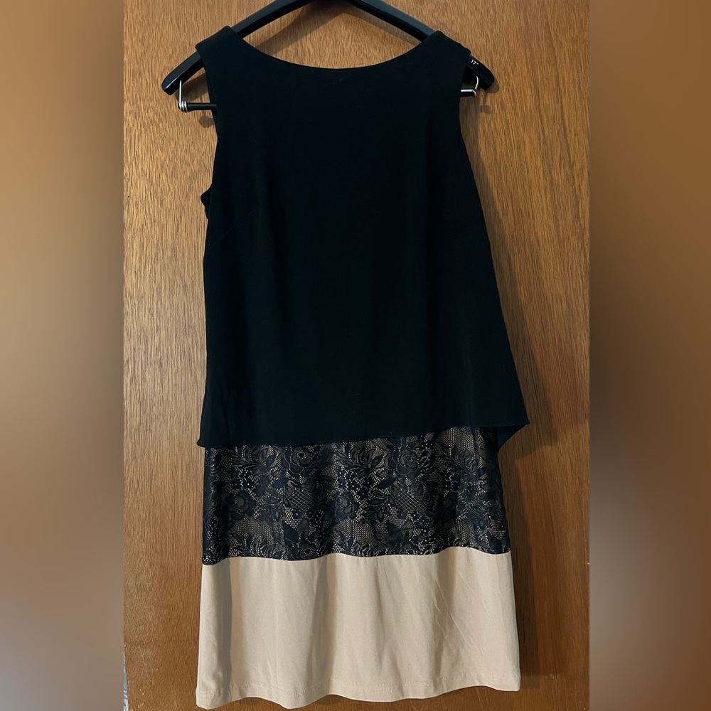 Adrianna Papell Black and Gold Mini Cocktail Dress
